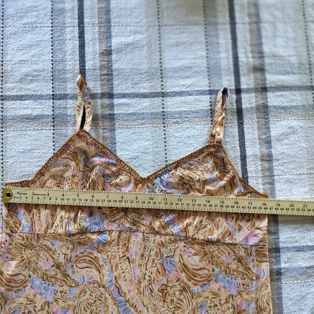 Democracy Women's Sheer Brown Paisley Peasant Top Large Boho 70s whimsigoth - Picture 8 of 14